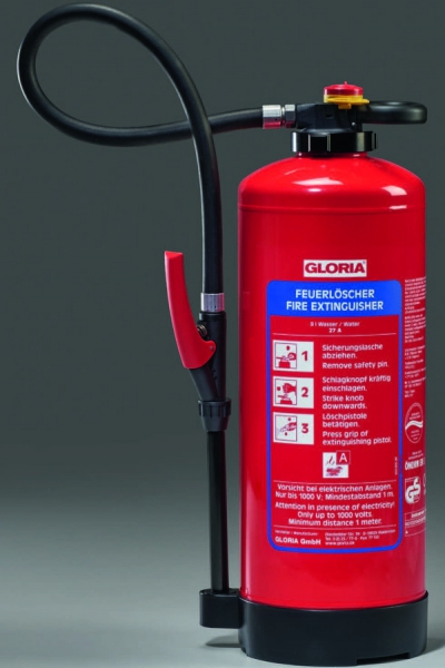 Tragbarer Feuerlöscher ÖN EN3, Wasser Gloria WKL 9 Pro, Lithium Löscher R: 27A
